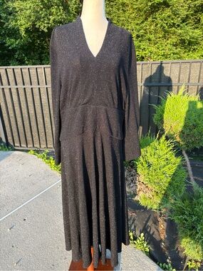 Misook Classic Black Midi Dress